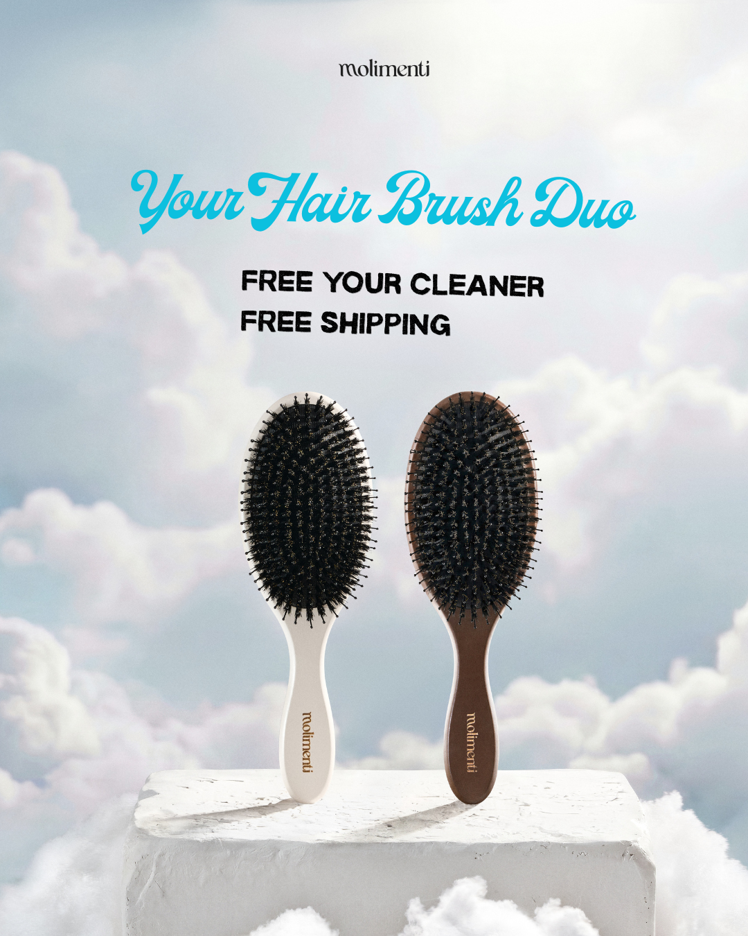 Your Hair Brush Duo -  Coffee and Cloud  | Large